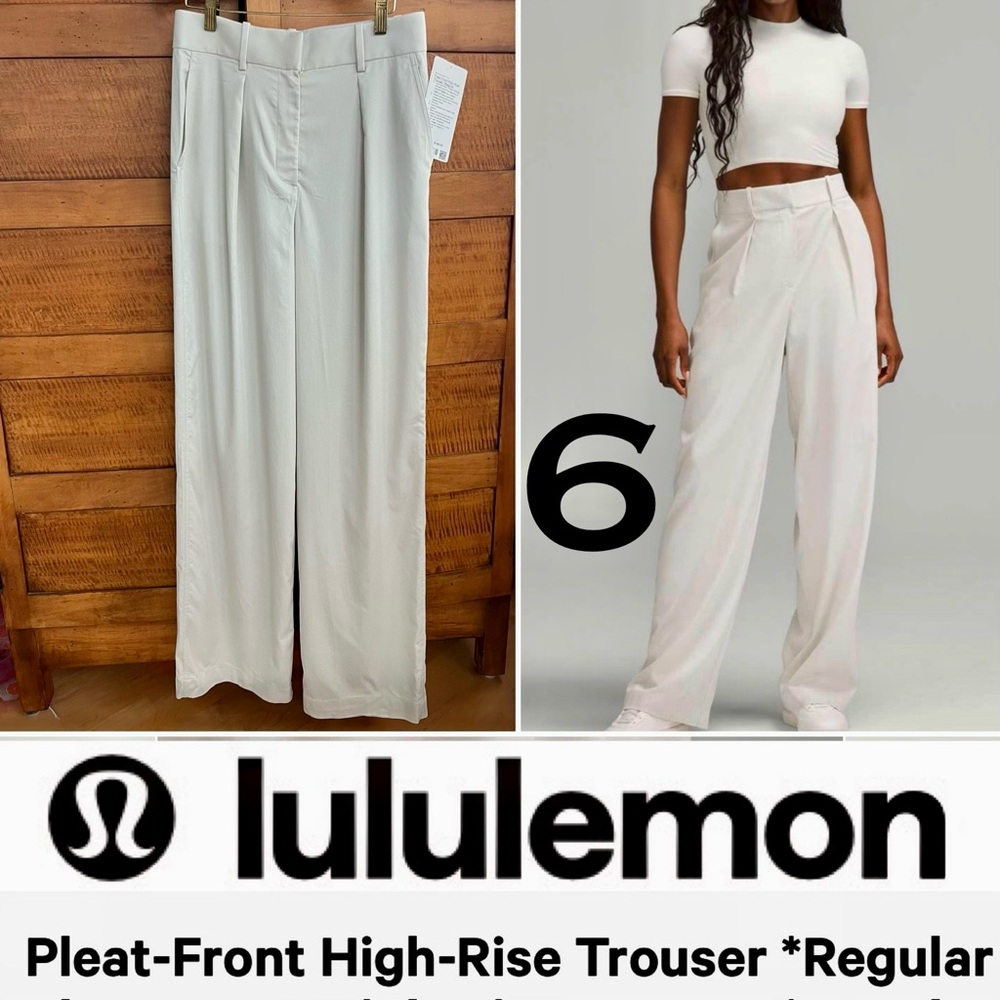 🍋🦴NWT Pleat-Front High-Rise Trouser Regular Bone Corpcore Officecore LULULEMON 6